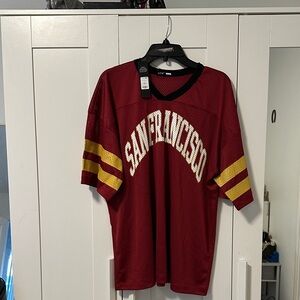 San Francisco 49ers Fashion Nova burgundy and Black Mesh Jersey